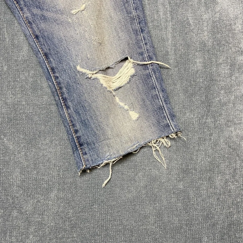 Levi's 511 Jeans Men 31x32 Blue Denim Distressed Frayed Hem Relaxed Straight Leg